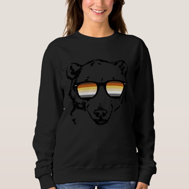 Gay Bear  with Bear Pride Flag Sunglasses Gay Dadd Sweatshirt (Vorderseite)