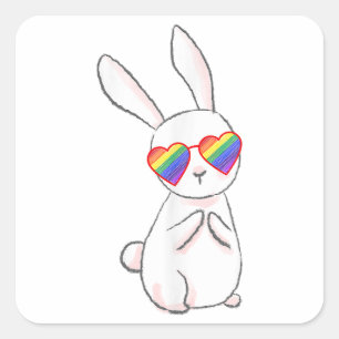 Gay Bunny Gay Pride Stuff LGBTQ Teen Girl Rainbow Quadratischer Aufkleber