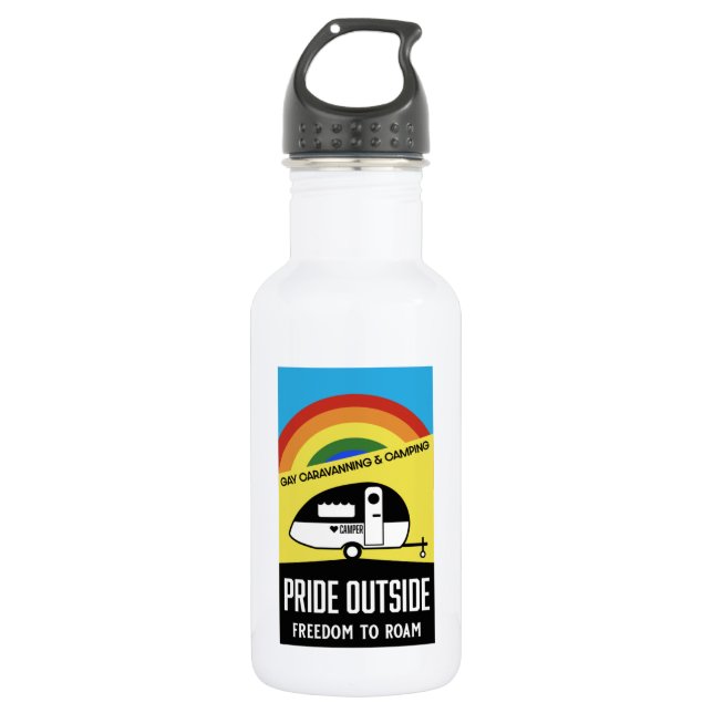 Gay Caravan Camping Edelstahlflasche (Vorderseite)