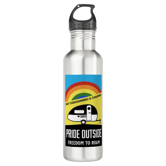 Gay Caravan Camping Edelstahlflasche (Vorderseite)