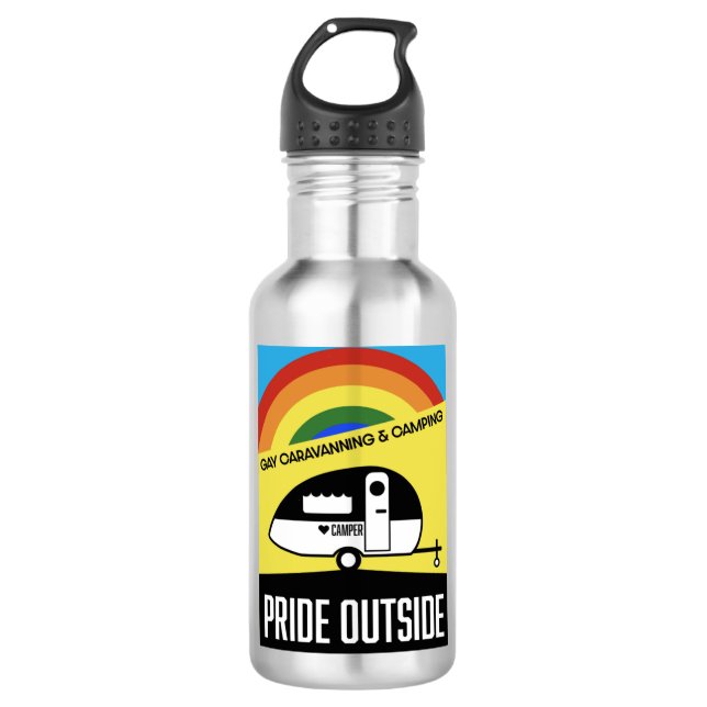Gay Caravan Camping Edelstahlflasche (Vorderseite)