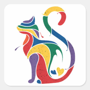 Gay Cat LGBT Equality Cat Lover Pride Monatsunters Quadratischer Aufkleber