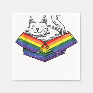 Gay Cat Pride Rainbow Niedlich Kitten Kitty Proud Serviette