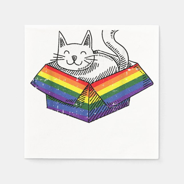 Gay Cat Pride Rainbow Niedlich Kitten Kitty Proud  Serviette (Vorderseite)