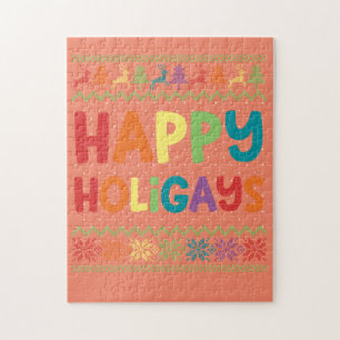 Gay Christmas Funny LGBT Happy Holigays Rainbow Puzzle