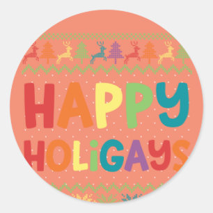 Gay Christmas Funny LGBT Happy Holigays Rainbow Runder Aufkleber