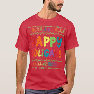 Gay Christmas Funny LGBT Happy Holigays Ugly Rainb T-Shirt