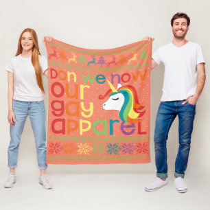 Gay Christmas Rainbow Unicorn Don We Now Our Gay Fleecedecke