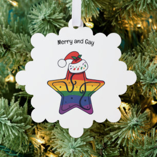 Gay Christmas Star mit LGBT Flag Ornament Karte