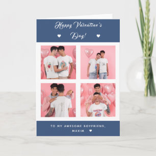 Gay Couple 4 Foto Collage Valentinstag Blau Karte