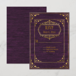 Gay Couple Brown Barnwood and Gold Frames Wedding RSVP Karte
