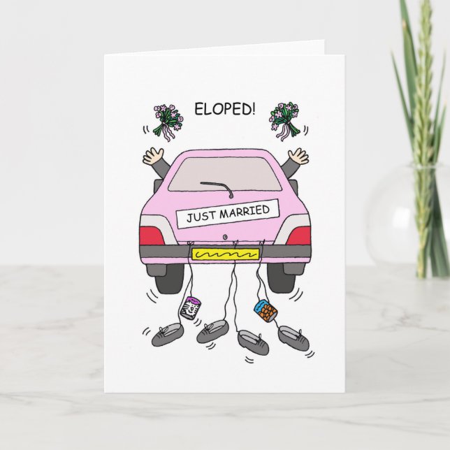 Gay Couple Elopement Car and Bouquets Karte (Vorderseite)