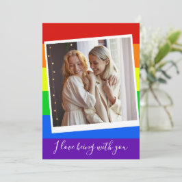 Gay Couple Foto Custom Rainbow Romantic LGBTQ Karte