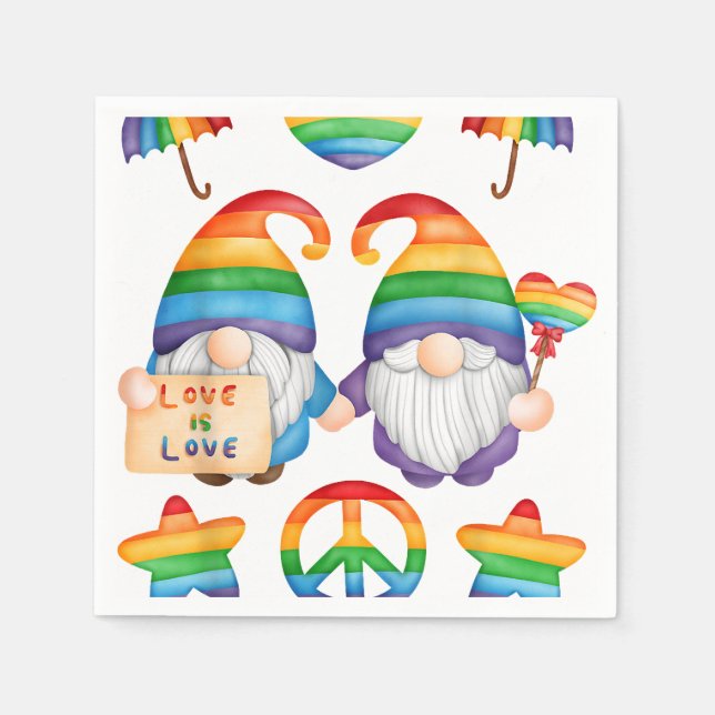 Gay Couple Gnomes Pride, Mr. & Mr. Gay Wedding, Se Serviette (Vorderseite)