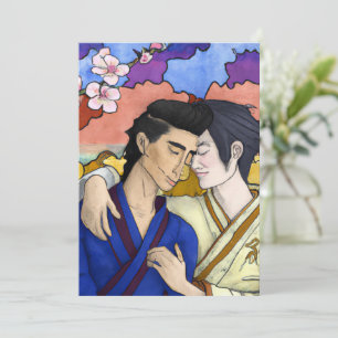 Gay Couple im Stil der japanischen Kunst Ukiyo-e Feiertagskarte