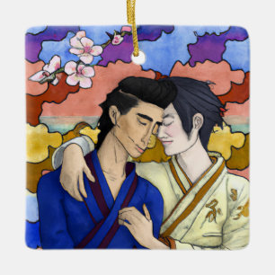 Gay Couple im Stil der japanischen Kunst Ukiyo-e Keramikornament