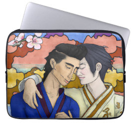 Gay Couple im Stil der japanischen Kunst Ukiyo-e Laptopschutzhülle