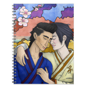 Gay Couple im Stil der japanischen Kunst Ukiyo-e Notizblock
