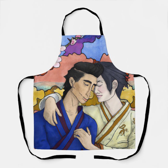 Gay Couple im Stil der japanischen Kunst Ukiyo-e Schürze (Vorderseite)