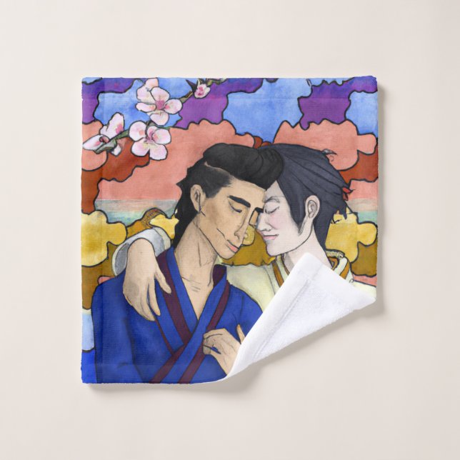 Gay Couple im Stil der japanischen Kunst Ukiyo-e Waschlappen (Waschlappen)