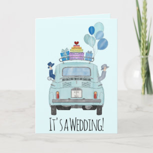 Gay Couple in Fiat 500 Einladung zur Hochzeit