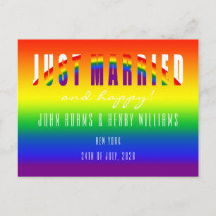 Gay Couple Just Married LGBT Gay Wedding Elopement Postkarte