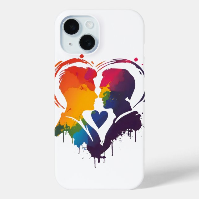 Gay Couple Rainbow Heart Case-Mate iPhone Hülle (Rückseite)