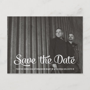 Gay Couple Retro Save the Date Foto Ankündigungspostkarte
