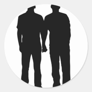 Gay Couple Silhouette Runder Aufkleber