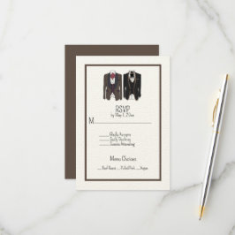 Gay Couple Tuxedos Wedding RSVP Karte