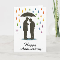 Gay Couple unter dem Schirm Rainy Pride Anniversar