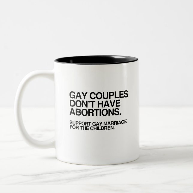 GAY COUPLES HABEN KEINE ABORTIONEN ZWEIFARBIGE TASSE (Links)