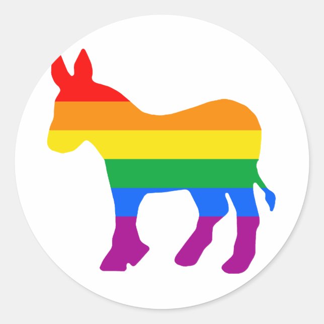 GAY DEMOCRAT RUNDER AUFKLEBER (Vorderseite)