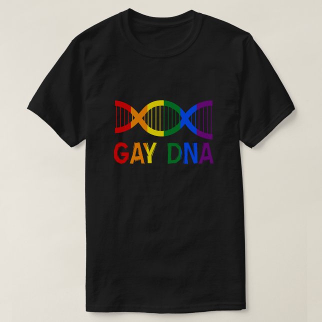 GAY DNA LGBTQ+ Rainbow Pride T-Shirt (Design vorne)