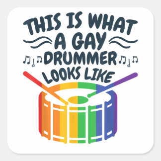 Gay Drummer Gay Pride Monat LGBTQ Regenbogen Quadratischer Aufkleber
