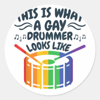 Gay Drummer Gay Pride Monat LGBTQ Regenbogen Runder Aufkleber