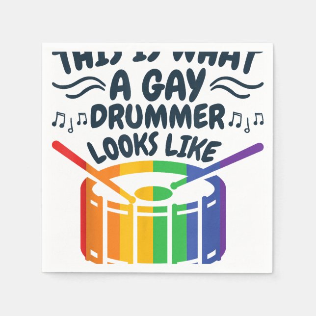 Gay Drummer Gay Pride Monat LGBTQ Regenbogen Serviette (Vorderseite)