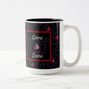 Gay Ehe Personalisierte Liebe ist Liebe schwarze T Zweifarbige Tasse