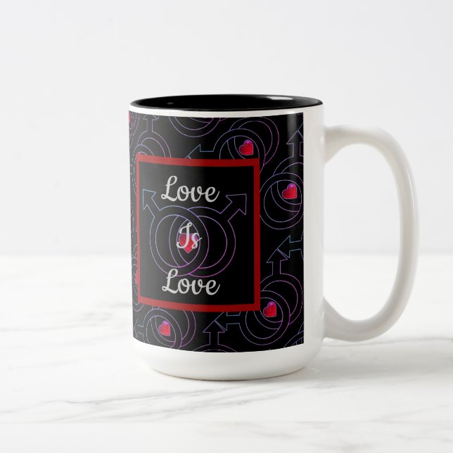 Gay Ehe Personalisierte Liebe ist Liebe schwarze T Zweifarbige Tasse (Rechts)