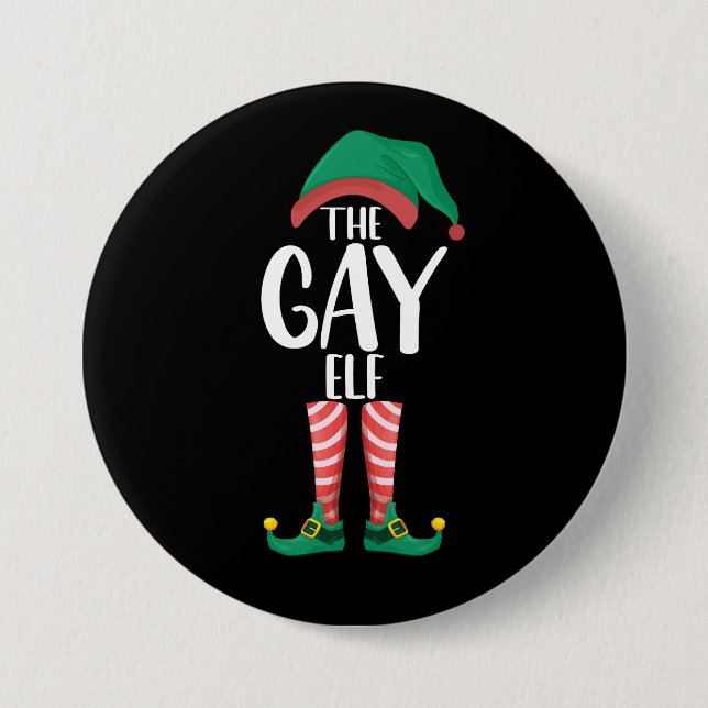 Gay Elf LGTBQ Matching Family Christmas Party Button (Vorderseite)