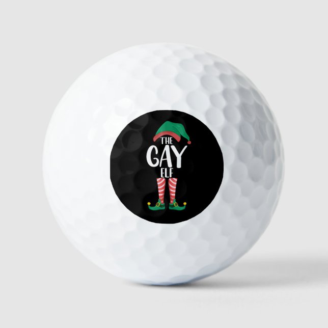 Gay Elf LGTBQ Matching Family Christmas Party Golfball (Vorderseite)