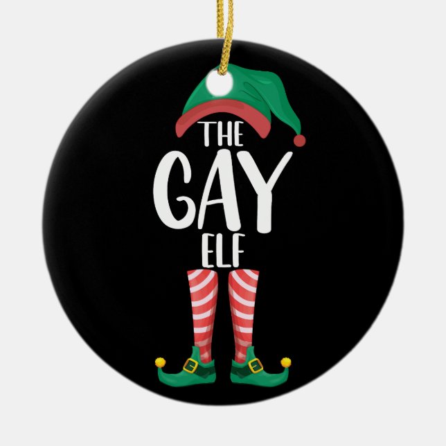 Gay Elf LGTBQ Matching Family Christmas Party Keramik Ornament (Vorne)