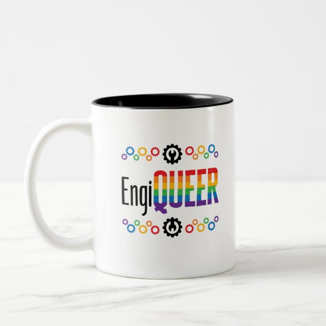 Gay Engineer Engineering Engiqueer Pride Month Zweifarbige Tasse (Links)