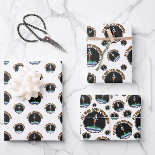 Gay Flag LGBTQ, Fliegenhoch, Liebe grenzenlos Geschenkpapier Set (Vorderseite)