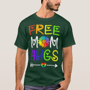 Gay Free Mama Hugs Daisy Rainbow Heart LGBT Prix m T-Shirt