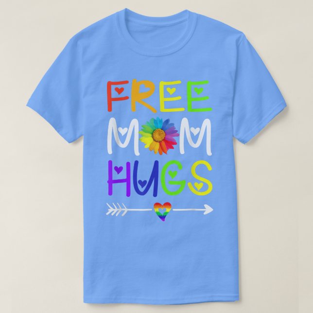 Gay Free Mom Hugs Daisy Rainbow Heart LGBT Pride M T-Shirt (Design vorne)