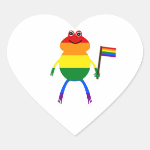 Gay Frog LGBT Pride Rainbow Klassischer Rundaufkle Herz-Aufkleber