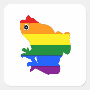 Gay Frog LGBT Pride Rainbow Square Stickers