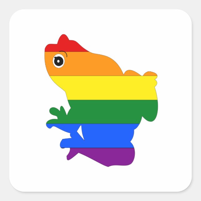 Gay Frog LGBT Pride Rainbow Square Stickers (Vorderseite)