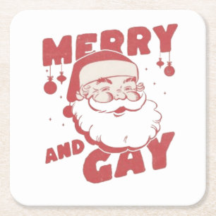 Gay Funny Christmas LGBTQ Prix Rechteckiger Pappuntersetzer